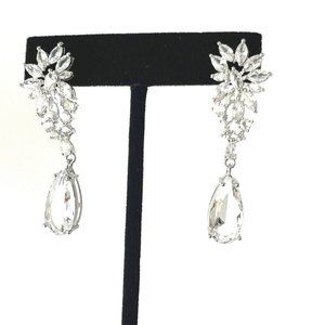 18k White Gold Plated Silver Diamond Chandelier Wedding Statement Earrings